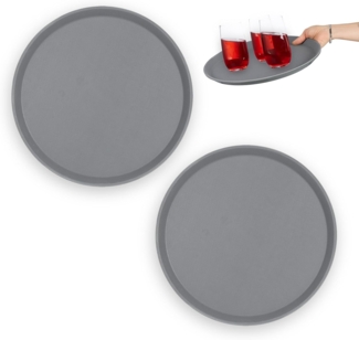 relaxdays Tablett Rundes Serviertablett 2er Set 35 cm, Kunststoff, (Set, 2-tlg)