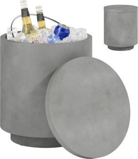 HOMCOM Beistelltisch 10-Liter-Kühl-Stehtisch für den Außenbereich (mit Stauraum, abnehmbarem Eiskübel und Deckel, 1-St, kleiner Terrassentisch aus Beton), für Partys, Poolrand, Terrasse