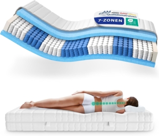 AM Qualitätsmatratzen | Premium 7-Zonen Taschenfederkernmatratze H5 - 150x190 cm