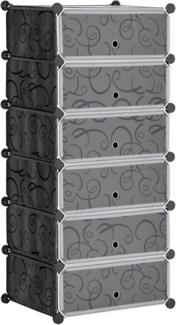 HOMCOM Schuhregal Modulares Regalsystem für 6 Paar Schuhe, Schuhregal 1-tlg, Kunststoff Stahl Schwarz+Weiß 49 x 36,5 x 108 cm