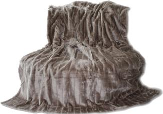 Brandsseller Felldecke, Hochwertige Kuscheldecke, Decke, Wohndecke, Nerzdecke, Plaid, Webpelzdecke, Tagesdecke (150 x 200 cm, Taupe/Grau)