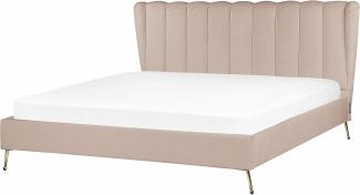 Polsterbett Samtstoff taupe mit USB-Anschluss 180 x 200 cm MIRIBEL