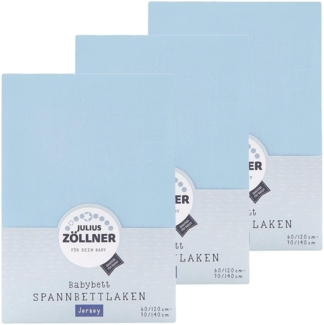 Julius Zöllner Spannbetttuch Jersey 70x140 / 60x120 Hellblau 3er Pack