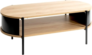 HAKU Möbel Couchtisch, Eiche, schwarz (Eiche Natur), Metall, Spanplatte - Maße: B 100 x H 37 x T 54 cm, Style: Modern