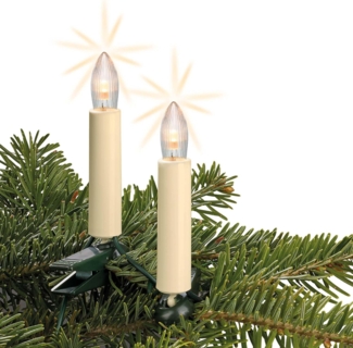HELLUM LED-Lichterkette mit 20 Riffelkerzen warm elfenbein 16,3m