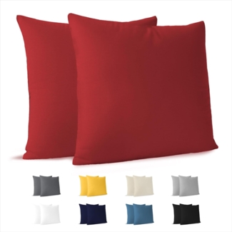 Dreamzie Kissenbezug 65x65 cm (Set mit 2) - 100% Jersey Baumwolle 150 g/qm Kissenbezüge -Rot - Für Kissen 65x65 cm - Kissenhülle - Kissenbezug - Resistent und Hypoallergen