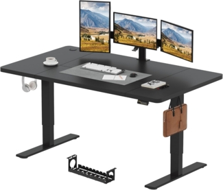SANODESK Höhenverstellbarer Schreibtisch 180×80 cm – großer Standing Desk mit 80 kg Tragkraft, leise & schnell, ideal für Home Office und WG-Zimmer(Schwarz)