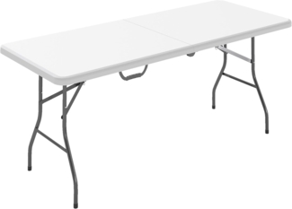 Outsunny Gartentisch Klappbar 180x74 cm Wetterfest Buffettisch mit Tragegriff Klapptisch Campingtisch für Garten Terrasse und Balkon Weiß