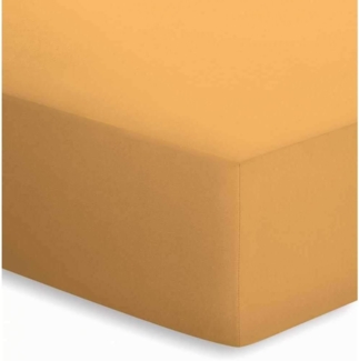 Schlafgut - Jersey-Elasthan Spannbetttuch für Matratzen / Wasserbetten bis 220cm und 25 cm Höhe, Größe: 90/100 x 190/200/210/220 cm, Farbe: 171 - Mandarin