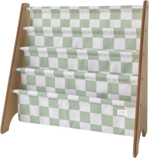 3 Sprouts Kinder Bücherregal aus Holz – Montessori Regal für Kinderzimmer - Schachbrett - Grün