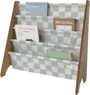3 Sprouts Kinder Bücherregal aus Holz – Montessori Regal für Kinderzimmer - Schachbrett - Grün