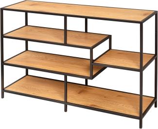 riess-ambiente. de Industrial Bücherregal Slim LINE 114cm Wildeiche schwarz fünf Regalböden Regal Wohnzimmerregal