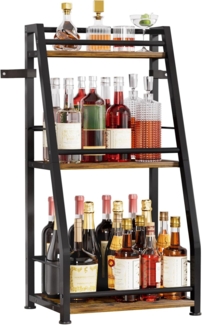 Yorbay Weinregal Stehend, Weinständer aus Holz &Metal 40x30x80cm, Gewürzregal für Küche, Wohnzimmer, Kaffee - Bar