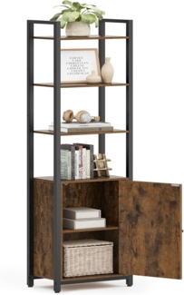 Vasagle Bücherregal, 6 Ebenen, Regal, Standregal mit Türen, Metallrahmen, verstellbaren Ablagen, 24 x 40 x 159,5 cm