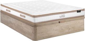 Vente-unique - Bett mit Bettkasten - 140 x 190 cm - Natur hell - Hybridmatratze 7-Zonen Taschenfederkern & Memoryschaum - Höhe 28 cm - MEYANI von YSMÉE