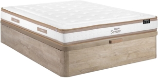 Vente-unique - Bett mit Bettkasten - 140 x 190 cm - Natur hell - Hybridmatratze 7-Zonen Taschenfederkern & Memoryschaum - Höhe 28 cm - MEYANI von YSMÉE