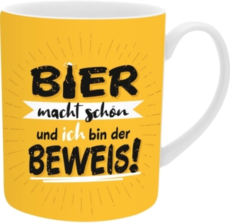 XL-Tasse für Männer mit Spruch 'Bier macht schön und ich bin der Beweis'