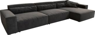 Ecksofa Sirpio XL 370x170 cm Mikrofaser Schwarz Recamiere variabel