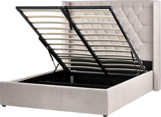 Bett mit Stauraum Samtstoff LUBBON 140 x 200 cm Taupe