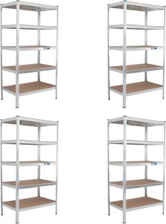 4x Schwerlastregal 180x90x60cm Lagerregal Werkstattregal Weitspannregal Traglast 875 kg