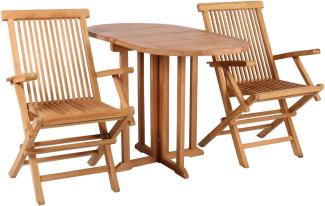 Gartensessel Andover und Tisch Balcony Teak-KOMPLETTSET