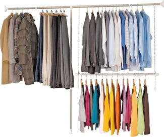 WENKO Teleskopregal Garderobe, Set 3-tlg, flexibles Kleiderstangensystem, belastbar bis 110 kg