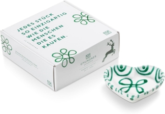 Gmundner Keramik Grüngeflammt, Herzschale (L: 10 cm)