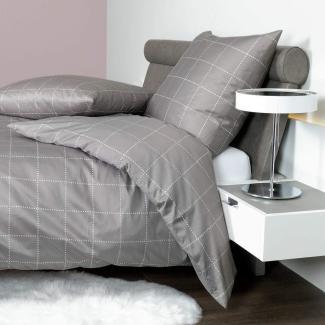 Janine Mako Satin Bettwäsche 2 teilig Bettbezug 135x200 cm Kopfkissenbezug 80x80 cm J. D. 87062-07 taupe