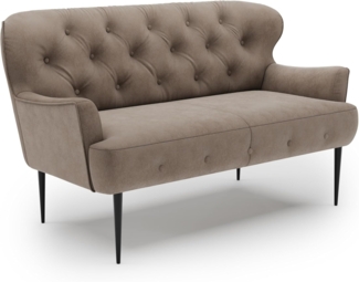 CAVADORE 2-Sitzer Küchensofa Amba, Trendige Sitzbank für Küche oder Esszimmer / 153 x 97 x 87 / Flachgewebe: Hellbraun