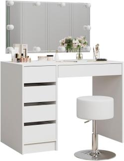 Vicco Schminktisch Weiß 100 cm mit LED Beleuchtung und Hocker, Thalia
