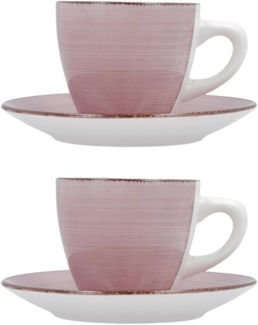 Satz Mit Tassen- Und Tellern Quid Vita Morning Aus Keramik Rosa (22 Cl) (4 Pcs)