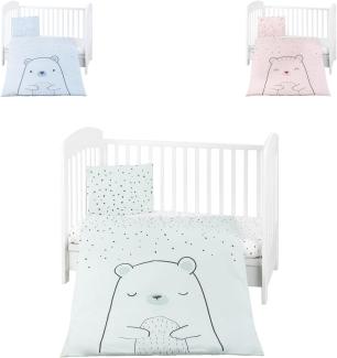 Kikkaboo Kinderbettwäsche Bär 3-teilig Decke 135 x 95 cm Kissen 45 x 35 cm Laken grün