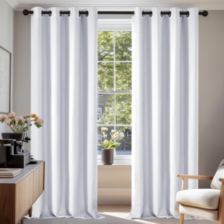 Deconovo Verdunkelungsgardine mit Kälteschutz Gardinen Wohnzimmer Vorhang Blickdicht Fenstervorhang, 260x140 cm(HöhexBreite), Silber Grau, 2er Set