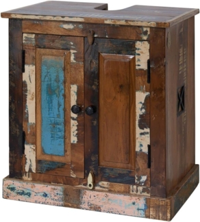 Massivmoebel24 Waschbeckenunterschrank (Altholz 66x43x60 mehrfarbig NATURE OF SPIRIT BAD #101)