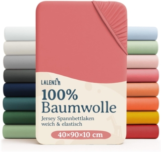 Laleni 2er-Set Jersey Spannbettlaken Stubenwagen 40x90 cm - Oeko-Tex Zertifiziert, 100% Baumwolle, atmungsaktives Spannbetttuch für Baby, 135 g/m², Coral - rot