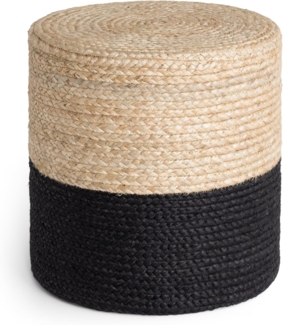 Hanse Home Jutta Jute Pouf - Natürlicher Sitz-Pouf aus Jute, Zylindrische Form im Boho Look, Hocker, Ottoman, Sitzhocker, Sitzkissen für Wohnzimmer, Esszimmer, Flur - Natur Gold Schwarz, 40 x 40 x 40