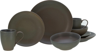 CreaTable, 25853, Serie Sierra Nevada Rocca, Geschirrset, Kombiservice 8 teilig Stein