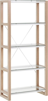 Bücherregal heller Holzfarbton Glas 4 Fächer JENKS