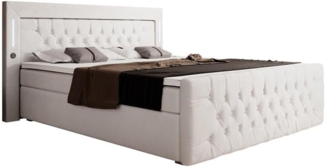 Boxspringbett Elegance mit LED, USB und Stauraum 160x200 Weiß H4