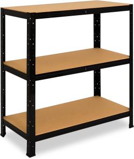 shelfplaza Schwerlastregal BLACK, 90x90x30cm, Metallregal schwarz mit 3 Böden je 175kg Tragkraft, Steckregal als Lagerregal, Büroregal & Lastenregal, Regal Metall schwarz