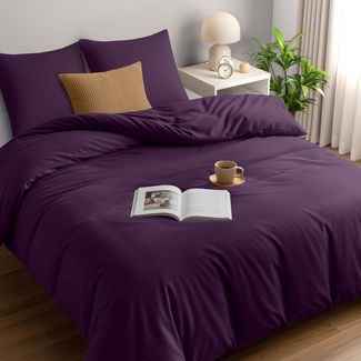 Utopia Bedding Bettwäsche 220x240 Set - Mikrofaser Bettbezug 240x220 cm + 2 Kissenbezüge 65x65 cm - Lila