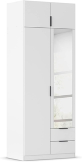 Rauch Möbel Lagoa, Kleiderschrank, Garderobe für Schlafzimmer, Kinderzimmer, Jugendzimmer 4-türig, mit Spiegel, 2 Schubladen, Farbe Weiß, Breite 91