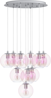 EGLO Cluster Hängelampe Ariscani 2, 10-flammige Pendelleuchte irisierend, Hängeleuchte Treppenhaus bunt schimmernd, Kronleuchter Galerie, Metall in Chrom und Glas, E27, Ø 64,5 cm
