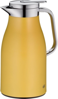 alfi SKYLINE 1,0l, spicy mustard mat, Edelstahl-Isolierkanne mit hygienischem Hartglaseinsatz, Drehverschluss mit bequemer Drucktaste, ergonomischer Griff, mit einer Hand, ideal als Kaffeekanne
