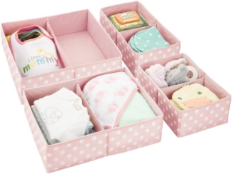 Aufbewahrungsbox Stoffkisten Organizer mDesign 2er Set rosa/weiß gepunktet