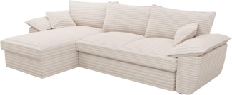 Vente-unique - Ecksofa mit Schlaffunktion - Ecke links - grob gerippter Cord - Beige - GUILLERMO