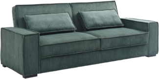 Vente-unique - Sofa 3-Sitzer mit Schlaffunktion - Cord - Tannengrün - FINORO