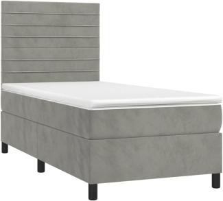 vidaXL Boxspringbett mit Matratze Hellgrau 100x200 cm Samt 3143067