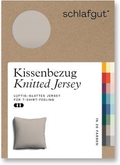 Schlafgut Kissenbezug Knitted Jersey aus Bio-Baumwolle mit Elasthan, bügelfrei, (1 Stück), besonders fein gestrickt, Kissenhülle mit farbigem Reißverschluss