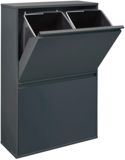 ARREGUI CR604-B Basic Stahl, Mülltrennsystem mit 4 Inneneimer, Mülleimer für die Küche, Abfallbehälter mit separater Recycling-Einheit, 68 L, Anthrazit, 90,5 x 58,5 x 24,5 cm